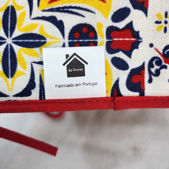 Vintage 90s Portugal Quilted Casserole Caddy Carrier 13x13 Cotton Tie Bakeware - Picture 11 of 12